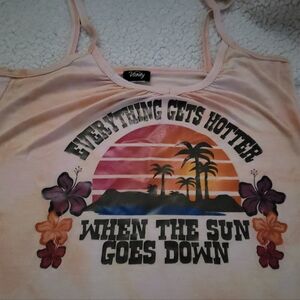 Vanity spaghetti strap tank. "Everything gets hotter when the sun goes down." Sm